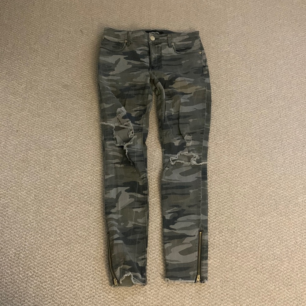 Army print skinny jeans Express